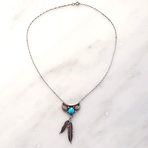 Vintage Silver Turquoise Wing Necklace