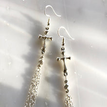 White Night Cross Earrings