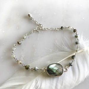Evergreen Raw Stone Bracelet
