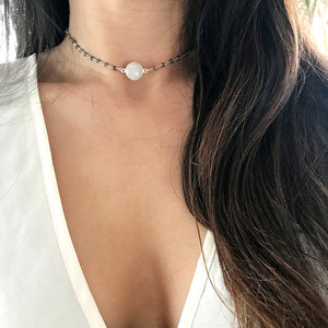 White Moonstone Choker Necklace